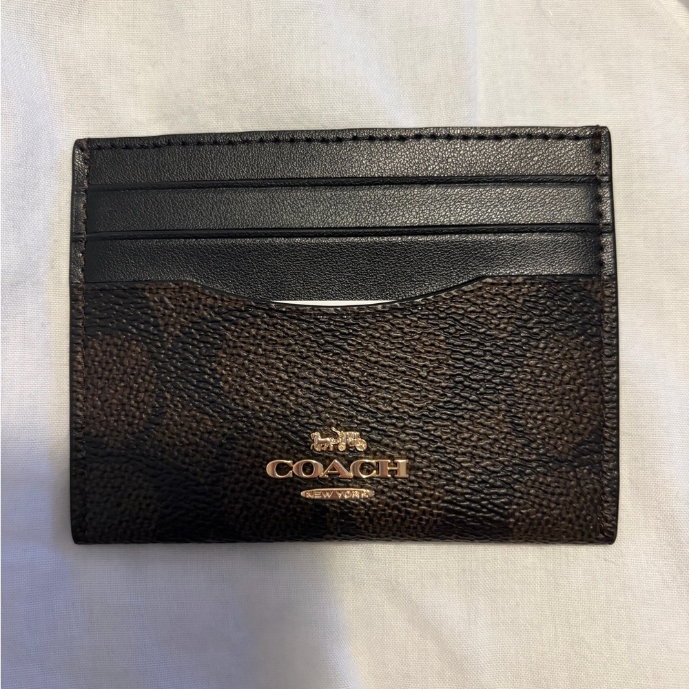 Coach Black and Brown Slim Card Holder